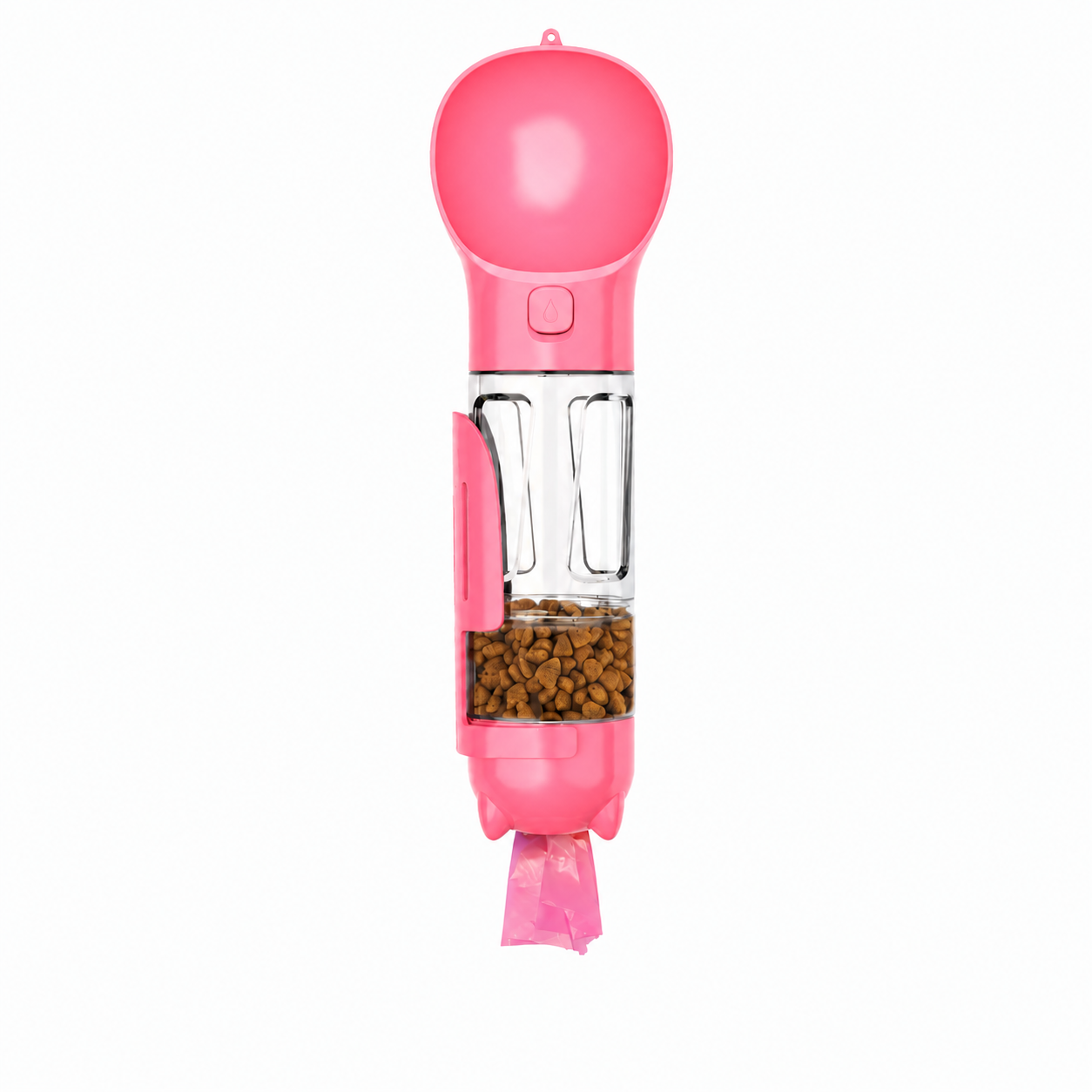 3-in-1 Wasserflasche mit Kotbeutel- und Futterfach