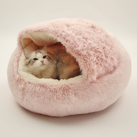 2-in-1 Kuschelbett aus Plüsch für Katze und Hunde