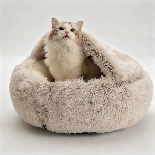 2-in-1 Kuschelbett aus Plüsch für Katze und Hunde